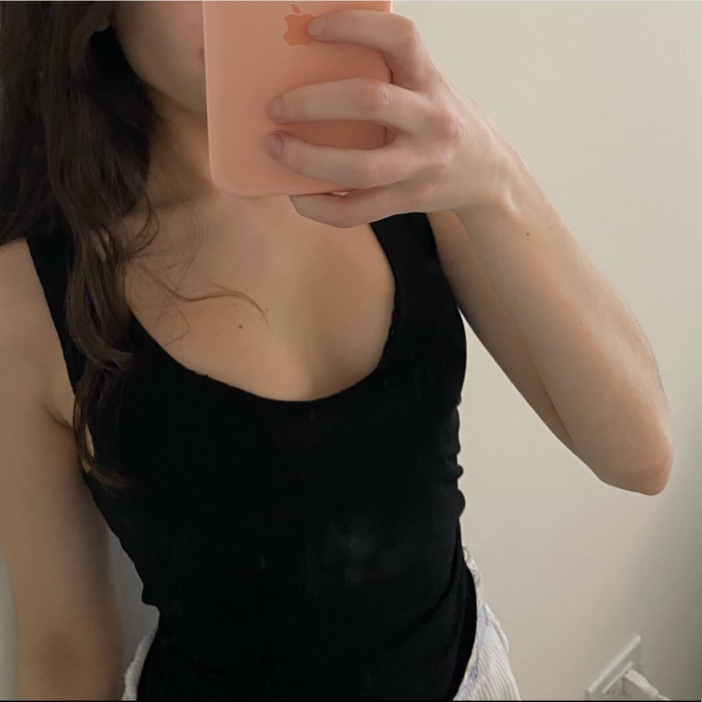 Brand new never worn black tank top with a v neck notch as the neckline. - Picture 2 of 4